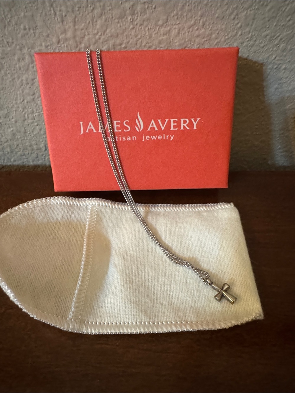 James Avery Silver Cross Pendant on Rope Chain